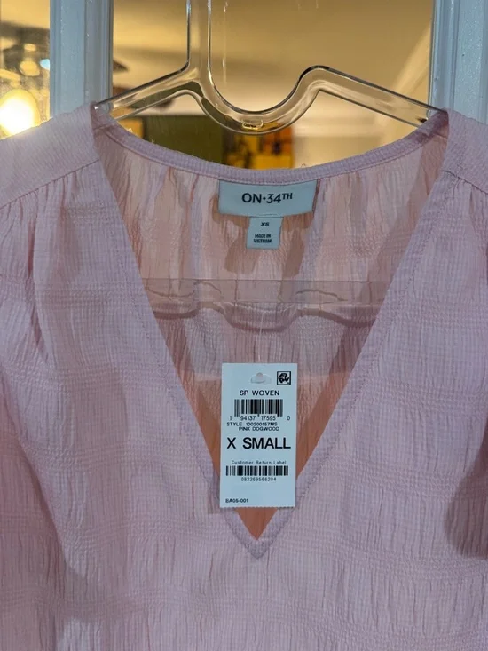 On 34th Light Pink V-Neck Ruffle Sleeve Blouse - Picture 3 of 4